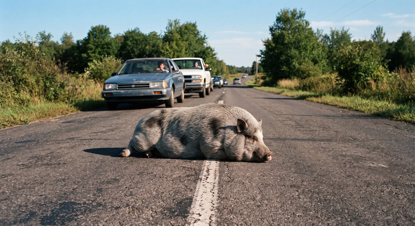 The Pig Who Stopped Traffic to Save Her Owner’s Life