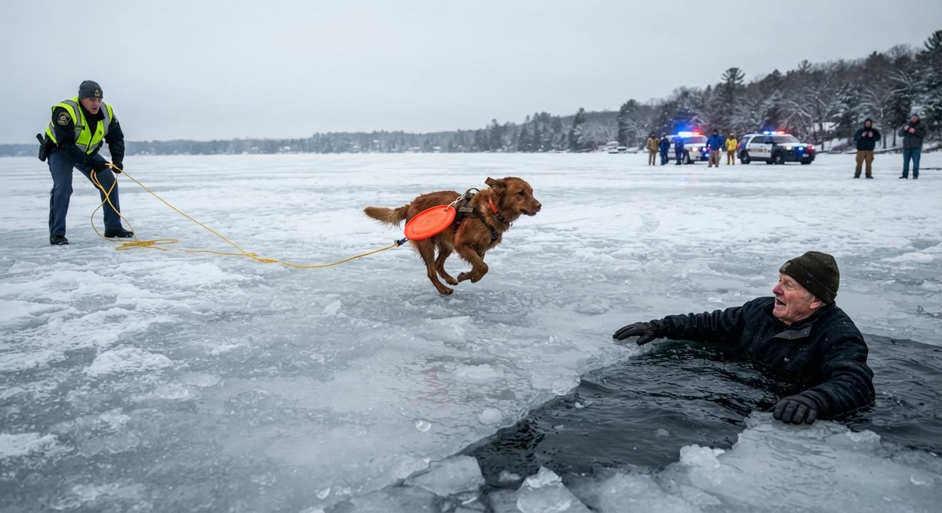 He Fell Through the Ice. His Dog Became the Rescue Line